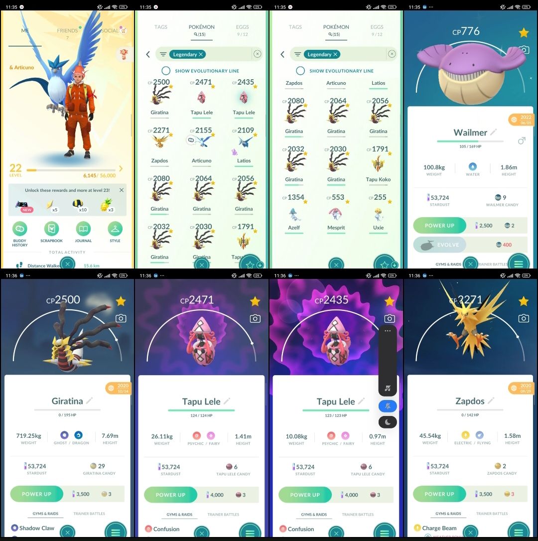 Pokémon GO Level 22 com 15 Lendários + 1 Shiny | C146