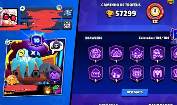 Conta Brawl Stars 57K, +590 gemas, +60k de ouro, Skins Raras, 104 Brawlers