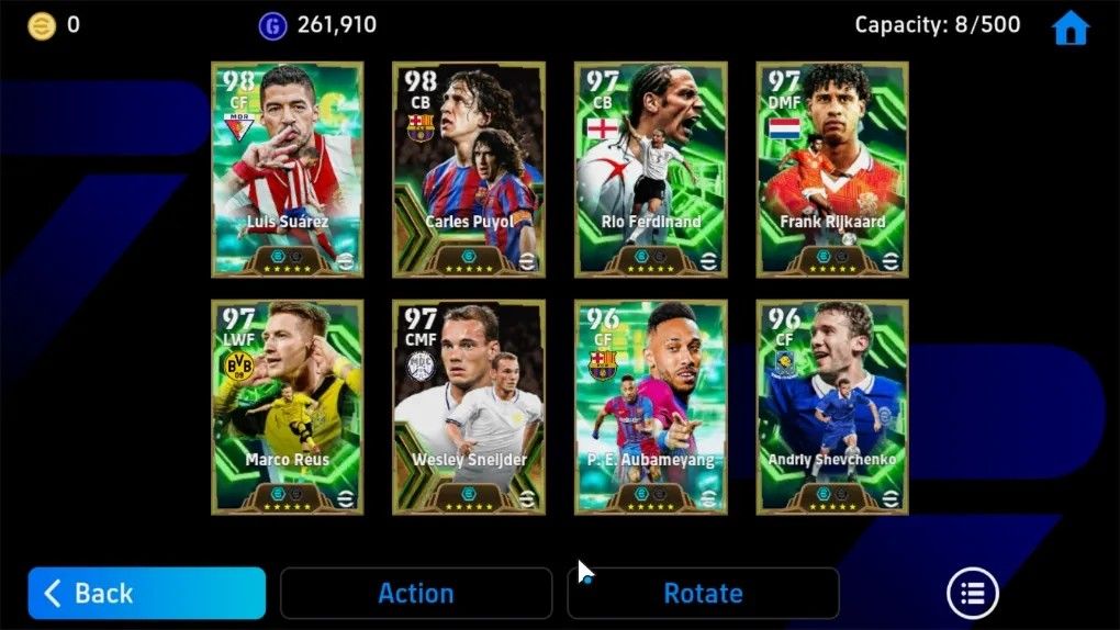 CONTA DE EFOOTBALL C/ SUÁREZ, PUYOL, FERDINAND, RIJKAARD, SNEIJDER, MESSI 3147