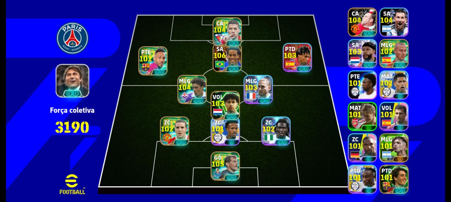 CONTA eFOOTBALL 3190 FC | RONALDINHO 106 + CASILLAS 105 + 1360 MOEDAS