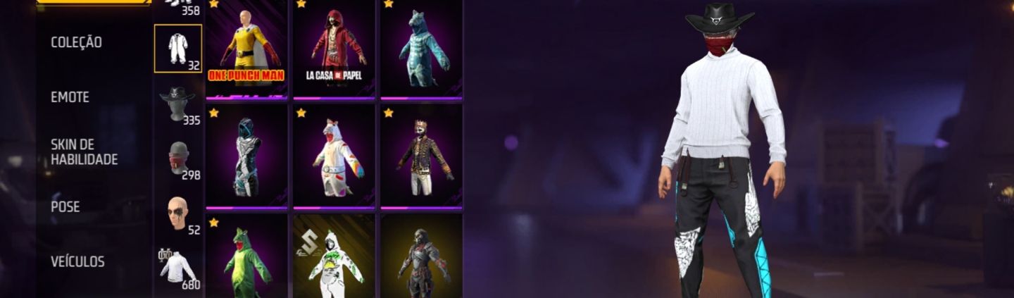 Conta Free Fire com 4, 5 Passe, Ragnarok, Angelical, One Punch Man + Prime 8