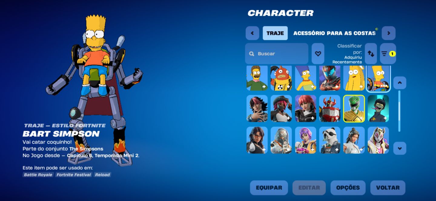 CONTA FORTNITE COM PACOTE GORILLAZ E BART DO SIMPSONS DE LOJA /// 28 SKINS