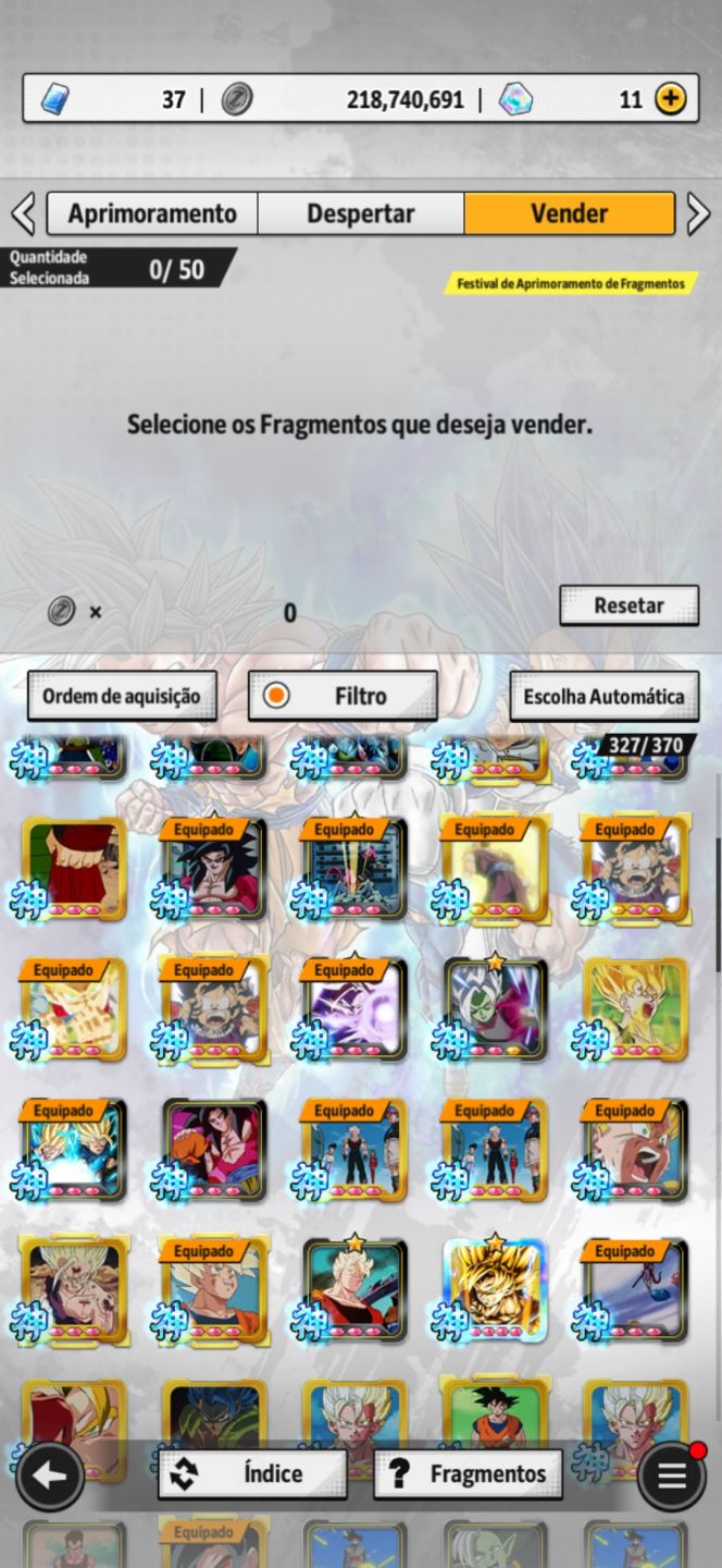Conta histórica e competitiva. Com muitos equipamentos, e personagens(Gogeta ul)