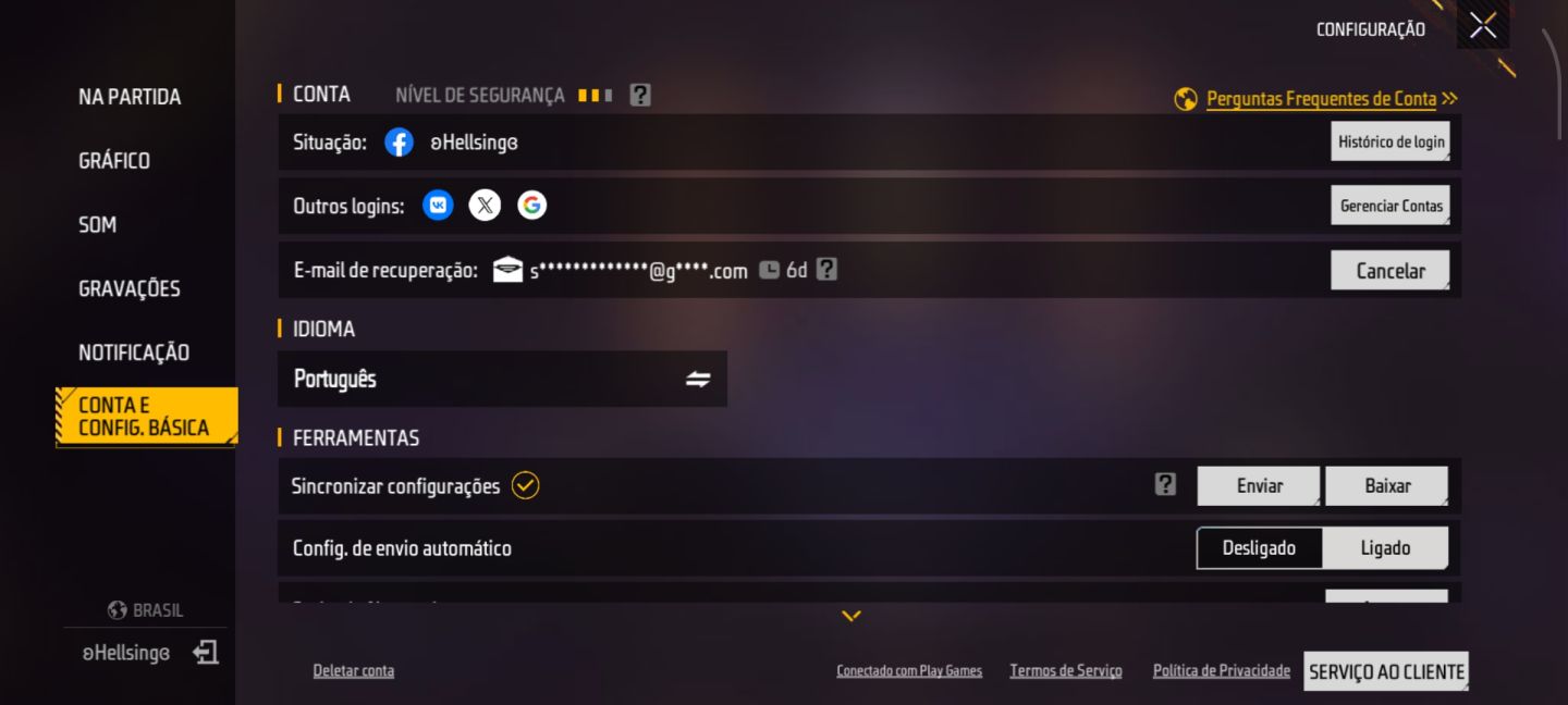 Conta Free fire (PRIME 7)