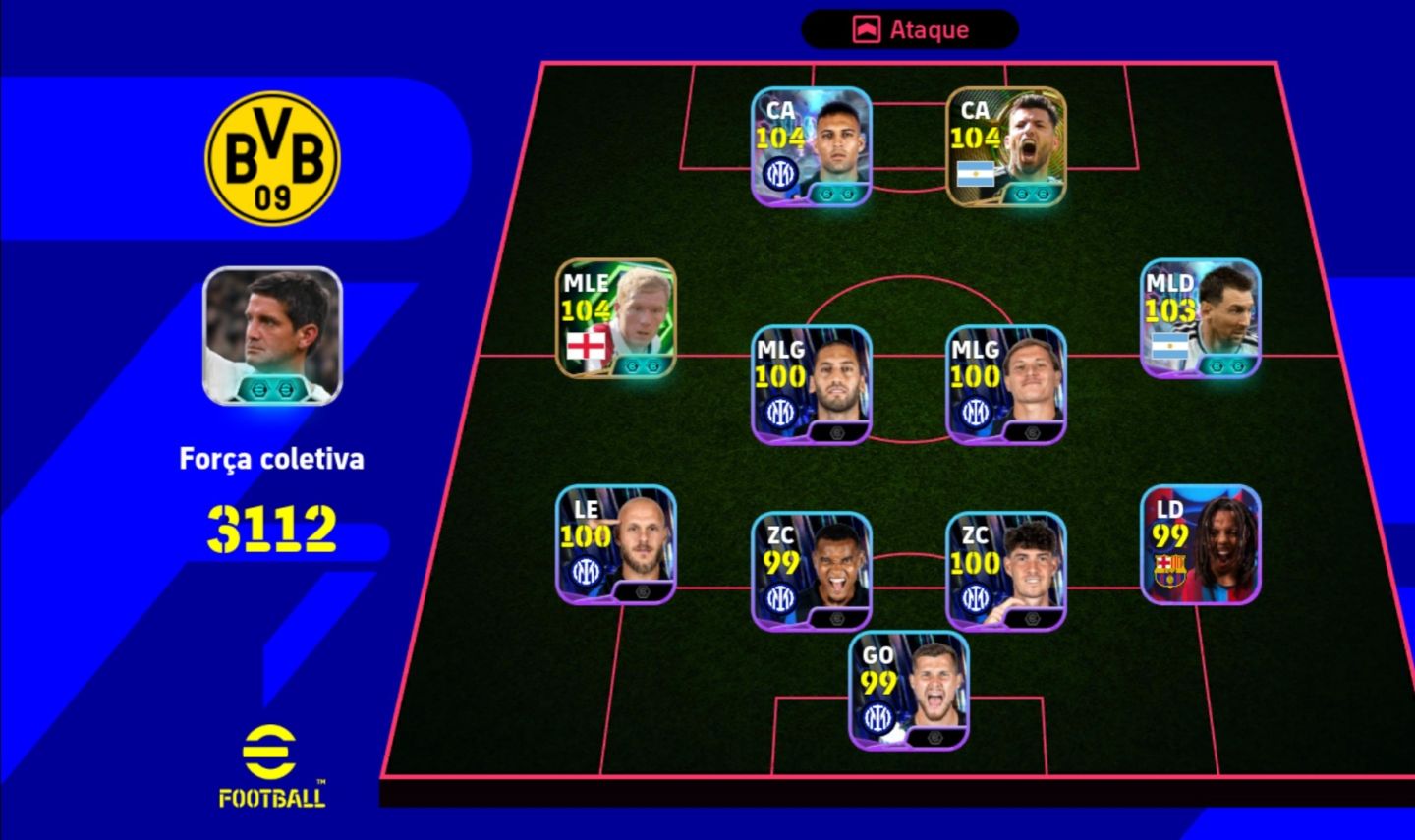 CONTA EFOOTBALL COM PACK DA INTER DE MILÃO | AGUERO | PAUL SCHOLES