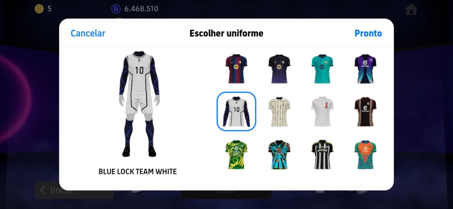 Conta de efootball Full muito rara, 2350 de força, com varios epics