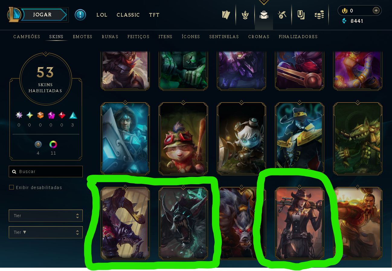Conta de League Of Legends 3 Skins Epicas 12 skins totais Platina 4