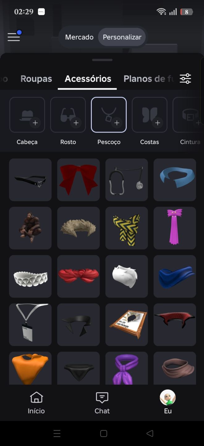 Conta de roblox boa, com bastante item e quase 500 robux