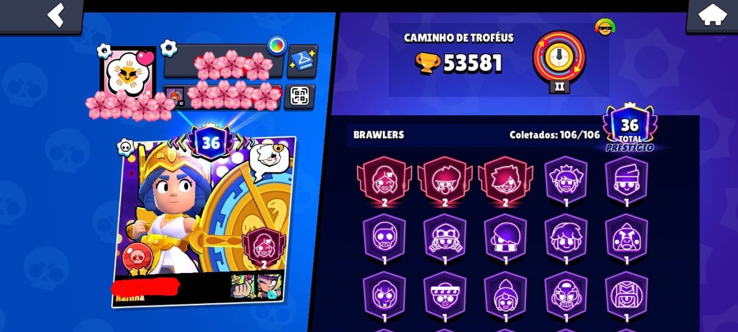 CONTA ENDGAME 53K+ TROFÉUS | 106/106 BRAWLERS (TODOS)/ MUITAS SKINS ÉPICAS RARA