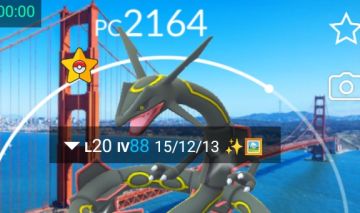 Rayquaza Shiny com fundo San Francisco e mewtwo 100% com fundo da lua mistico