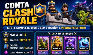 Conta Clash Royale Top Rei 15 | 11.208 Troféus | 111 Emotes | R$ 130