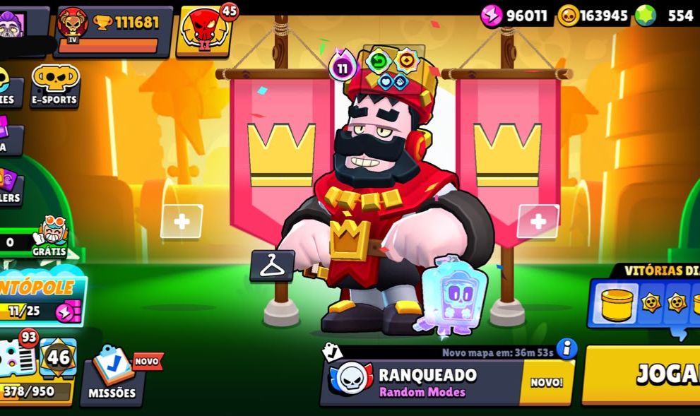 CONTA BRAWL STARS FULL GEMADA 2018 COM SHELLY ESTELAR, REI FRANK VERMELHO