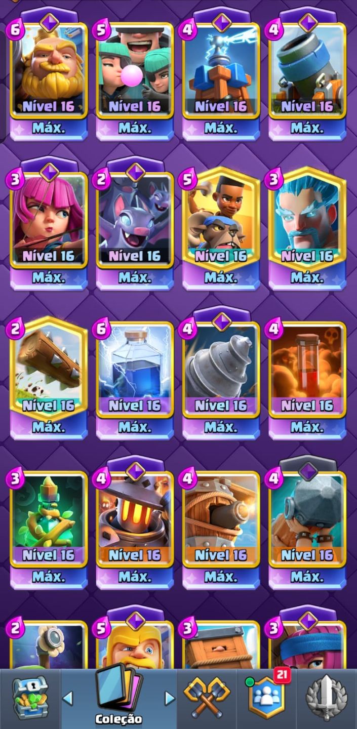 MELHOR CONTA ANUNCIADA! 82/122 CARTAS FULL MAX! QUALQUER DECK DA PRA FAZER!