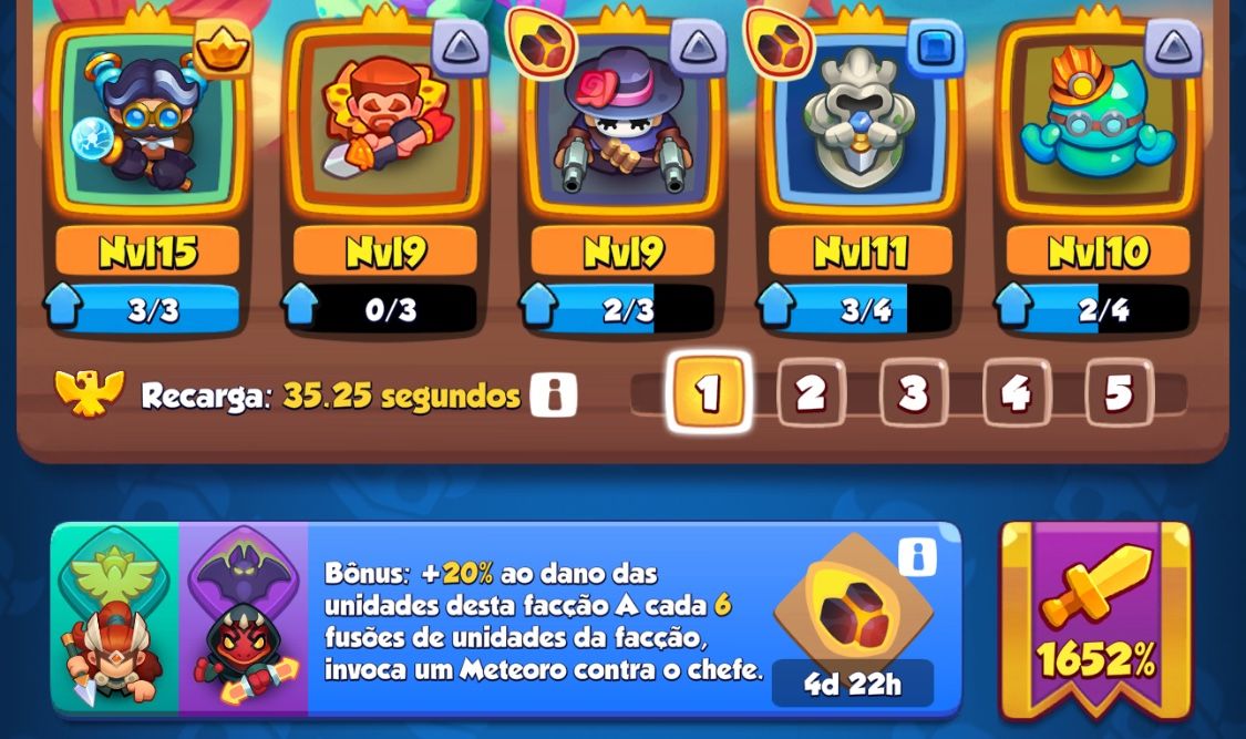 Conta de Rush Royale com 1652% de crítico e tesla full