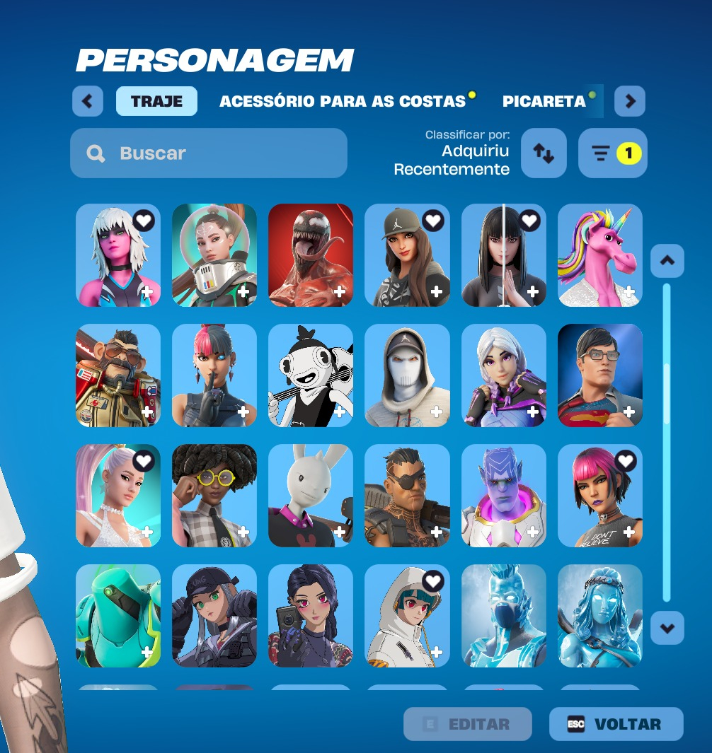 CONTA ANTIGA 175 SKINS ARIANA GRANDE, THE WEEKND, O CEIFADOR, 120 PICARETAS