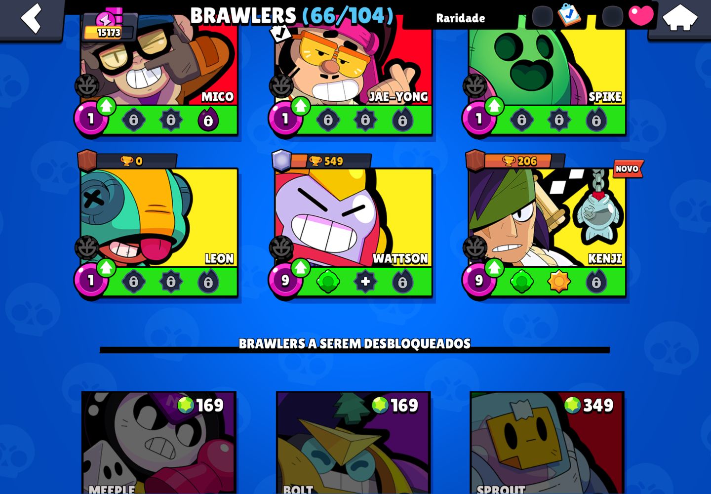 CONTA BRAWL STARS COM PASSE DA TEMPORADA 5 15K 65 SKINS