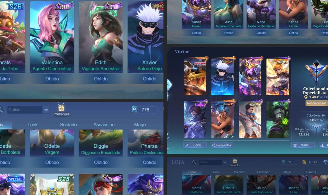 Conta MBL pronta pra jogar com skin gojo do Xavier