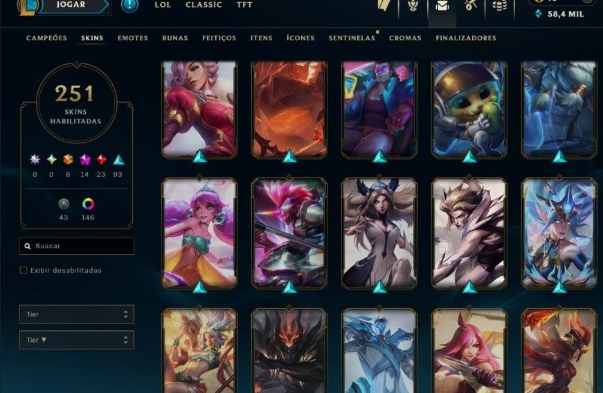 Conta RARA de lol desde 2015 com 251 skins e todas as ultimate