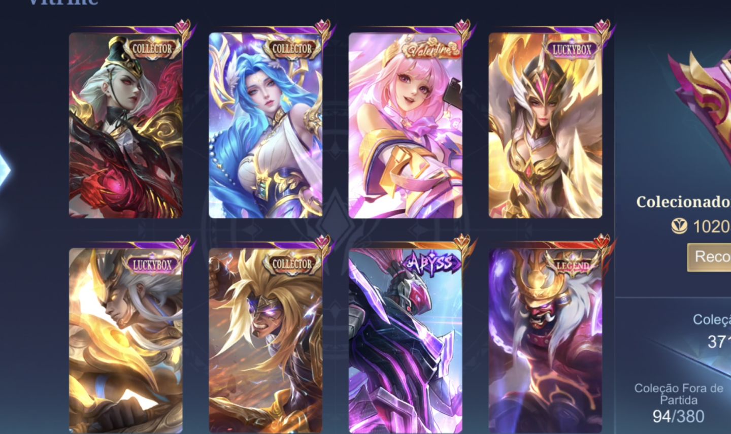 CONTA MOBILE LEGENDS/ SKINS RARAS