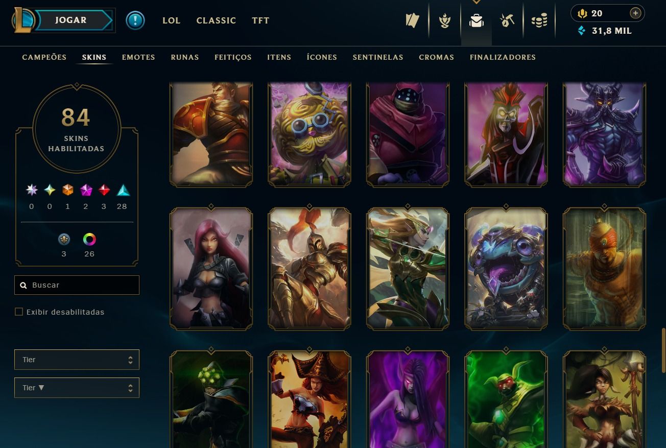 CONTA DE 2024 - 84 SKINS - LVL 105 - 107 CAMPEÕES - 31K DE EA - 26 CROMAS