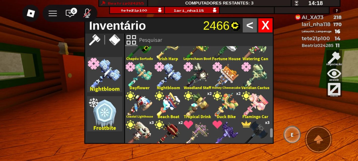 ( Menor Preço) - 90%Off (Ftf) Combos e Marretas Flee The Facility Aleatórias!!