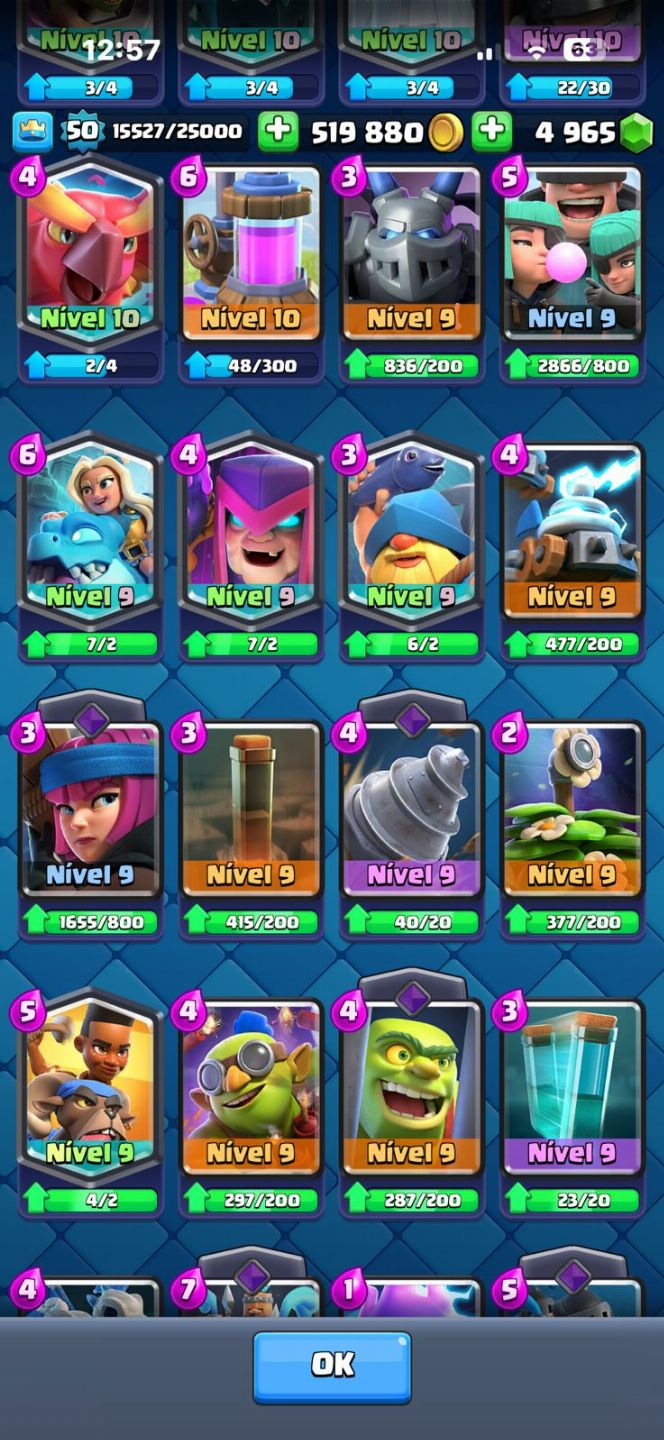 Conta de Clash Royale com quase todas as cartas, 8,3k de troféu e 9 evos!