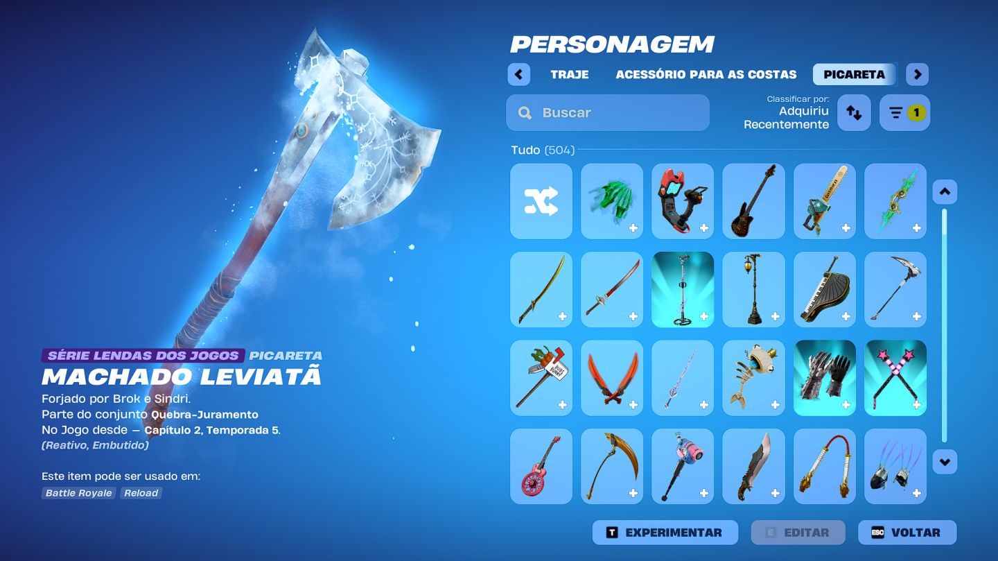 CONTA FORTNITE 610 SKINS + MACHADO LEVIATÃ