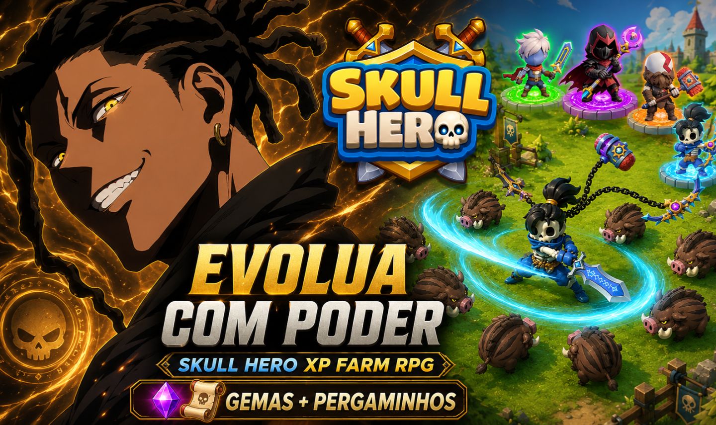 SKULL HERO XP FARM RPG | GEMAS + PERGAMINHOS DE MELHORIA | ENTREGA RÁPIDA