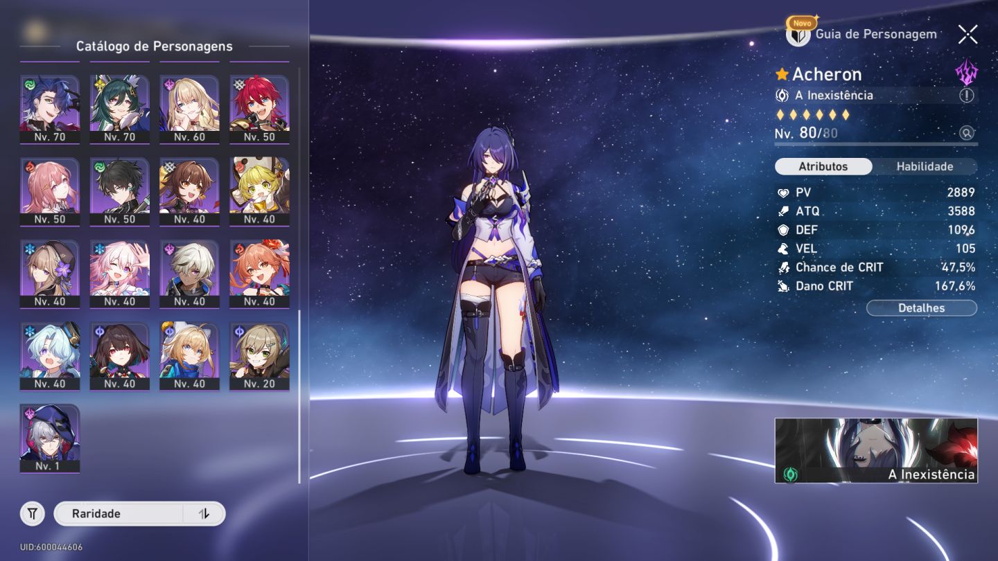Honkai Star Rail: + de 10 personagens limitados. Conta lvl.70.