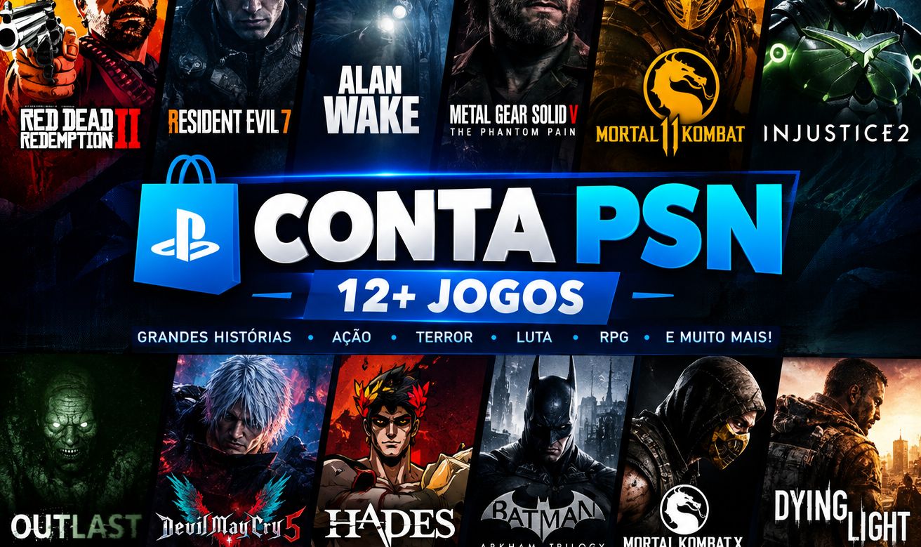 CONTA PSN COMPLETA | RDR2 + RE7 + BATMAN + MK11 + DMC5 + HADES