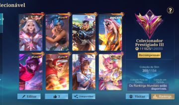 CONTA MLBB 342 SKINS IMORTAL | LEGEND, COLLECTOR, KOF, DUCATI, SANRIO