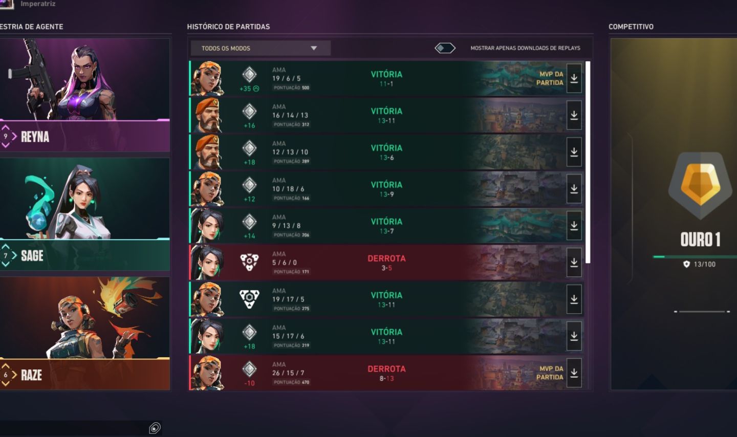 Conta Valorant, lvl 24 ouro 1, poucos agentes, apenas reyna e raze comprados