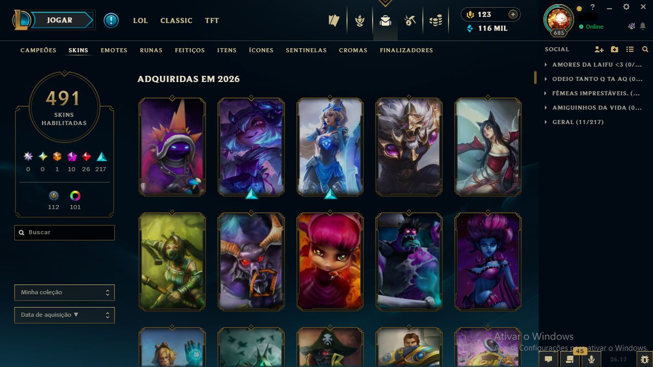 Conta com pico de elo Mestre 500 lp, atualmante diamante 1 com decay. Conta anti