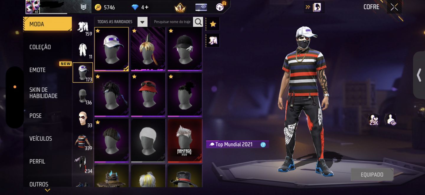 CONTA DE FREE FIRE GEMADA NÍVEL 60 COM ANGELICAL, FITINHA e COELHÃO