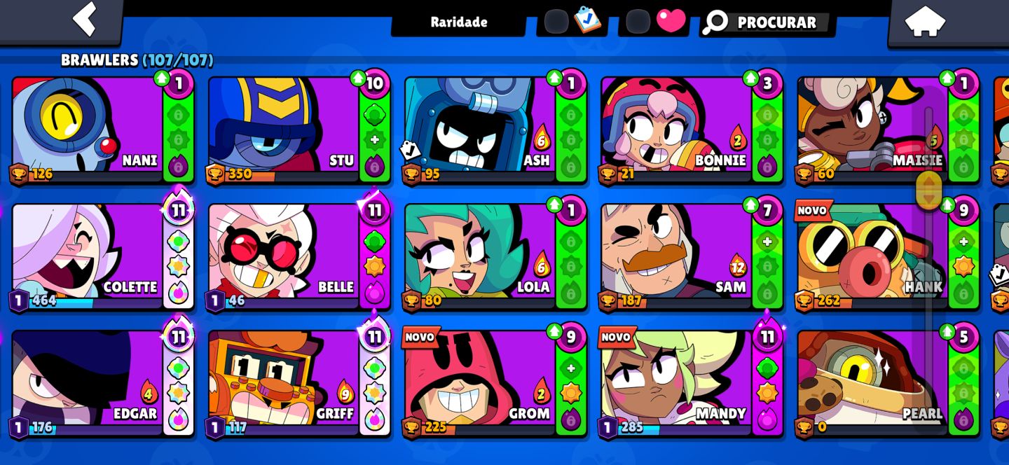 BRAWL STARS | 46.800 TROFÉUS | 107 BRAWLERS | 322 SKINS (PRA SAIR HOJE !!!!)