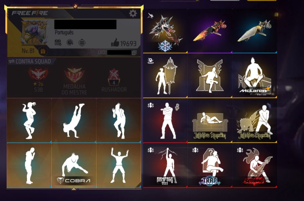 CONTA FREEFIRE | PRIME 8 | 8 ANOS | 7 ANGELICAL | EVOLUTIVAS | PUNHOS | ENTRADAS
