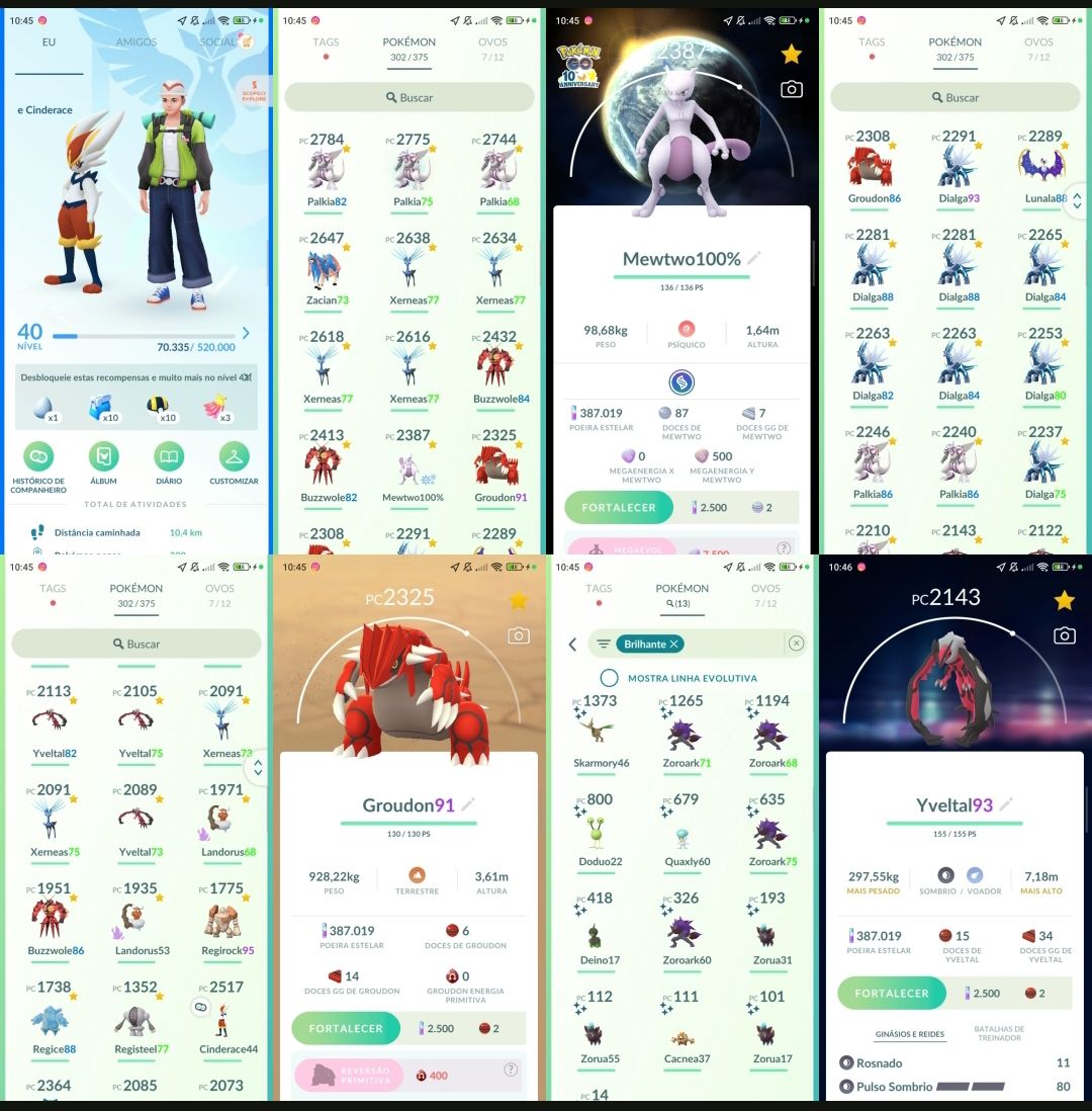 Pokémon Go LVL 40 | Mewtwo 100% com Fundo | 35 Lendários | Shinys Q270