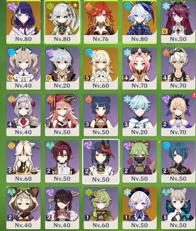 AR 55 | Ayaka, Raiden, Nahida, Furina, Kokomi, Lyney, Mavuika e mais | América