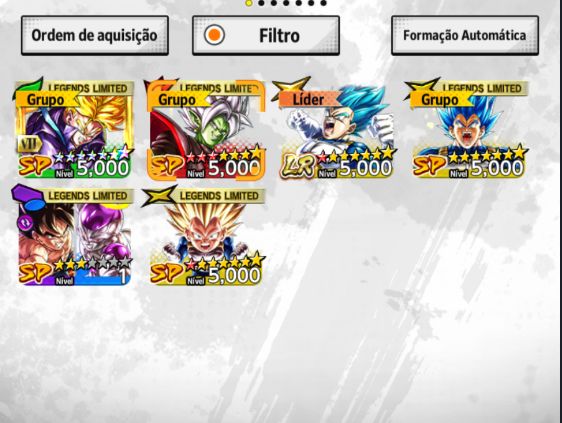 DRAGON BALL LEGENDS, LR VEGETO 8 ESTRELAS + TIME FORMADO COM 1 ZENKAI FULL