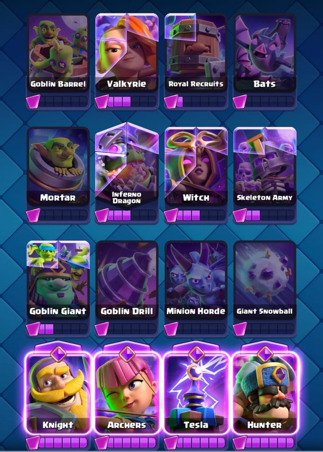 Conta de Clash Royale com torre nível 16 e deck de xbow upado