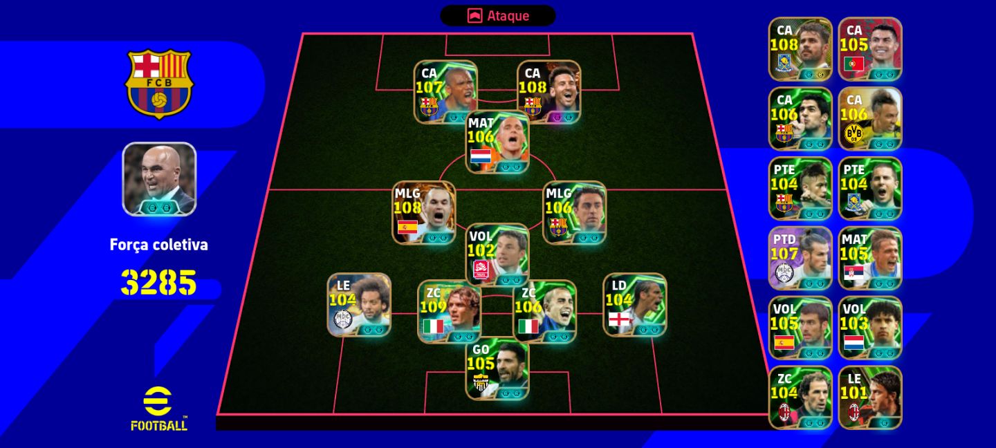 Conta eFootball - COMPLETA 3285 Força Coletiva (full épico e bem montada)
