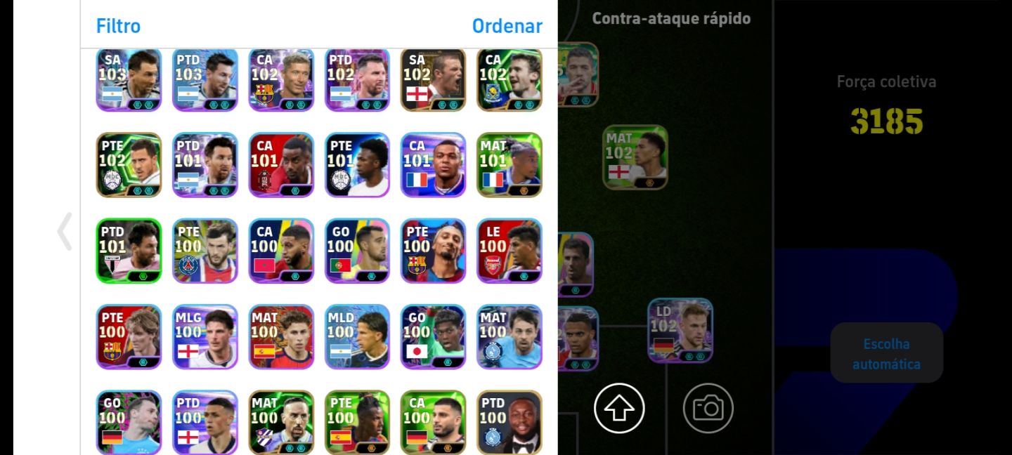 Conta eFootball Força Coletiva 3185 Conta muito completa, com elenco forte