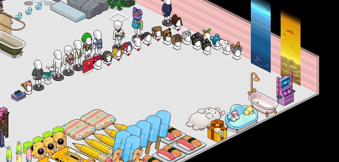 Conta HABBO feminina 2007 - vários visuais&mobis raros, quartos prontos,emblemas