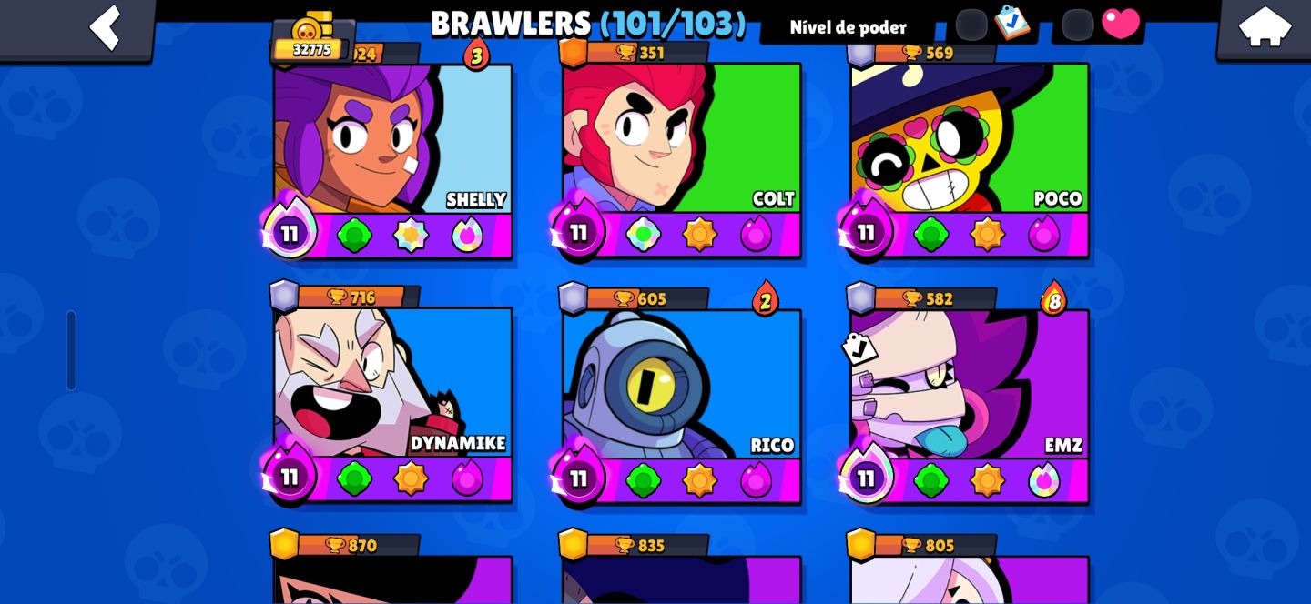 Contas-brawl-stars 101 brawlers / muitíssimas skins / 30k