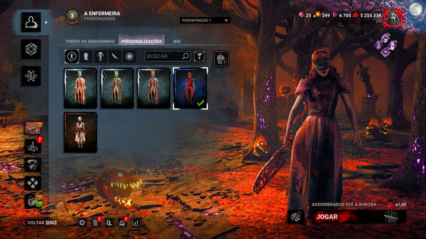 Conta DBD com bordas legacy, DLC do Myers, muitas skins e P100