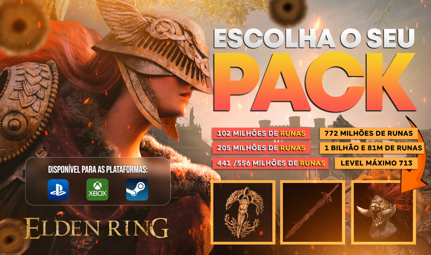 Runas Elden Ring PROMOÇÃO 95% OFF - Ps4/Ps5 /Xbox / Steam Pc - Itens + Brindes