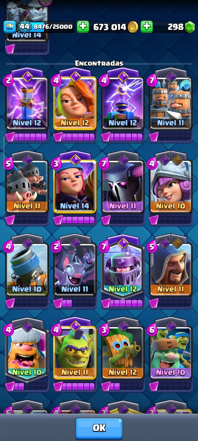 CONTA CLASH ROYALE COM BASTANTE TROFEUS E CARTAS ENVOLUIDAS