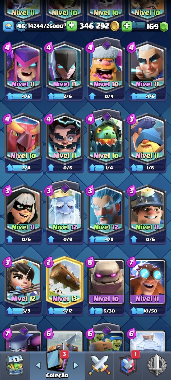 Conta clash royale 10k de troféus, diversas cartas upadas, level 46, 4 anos