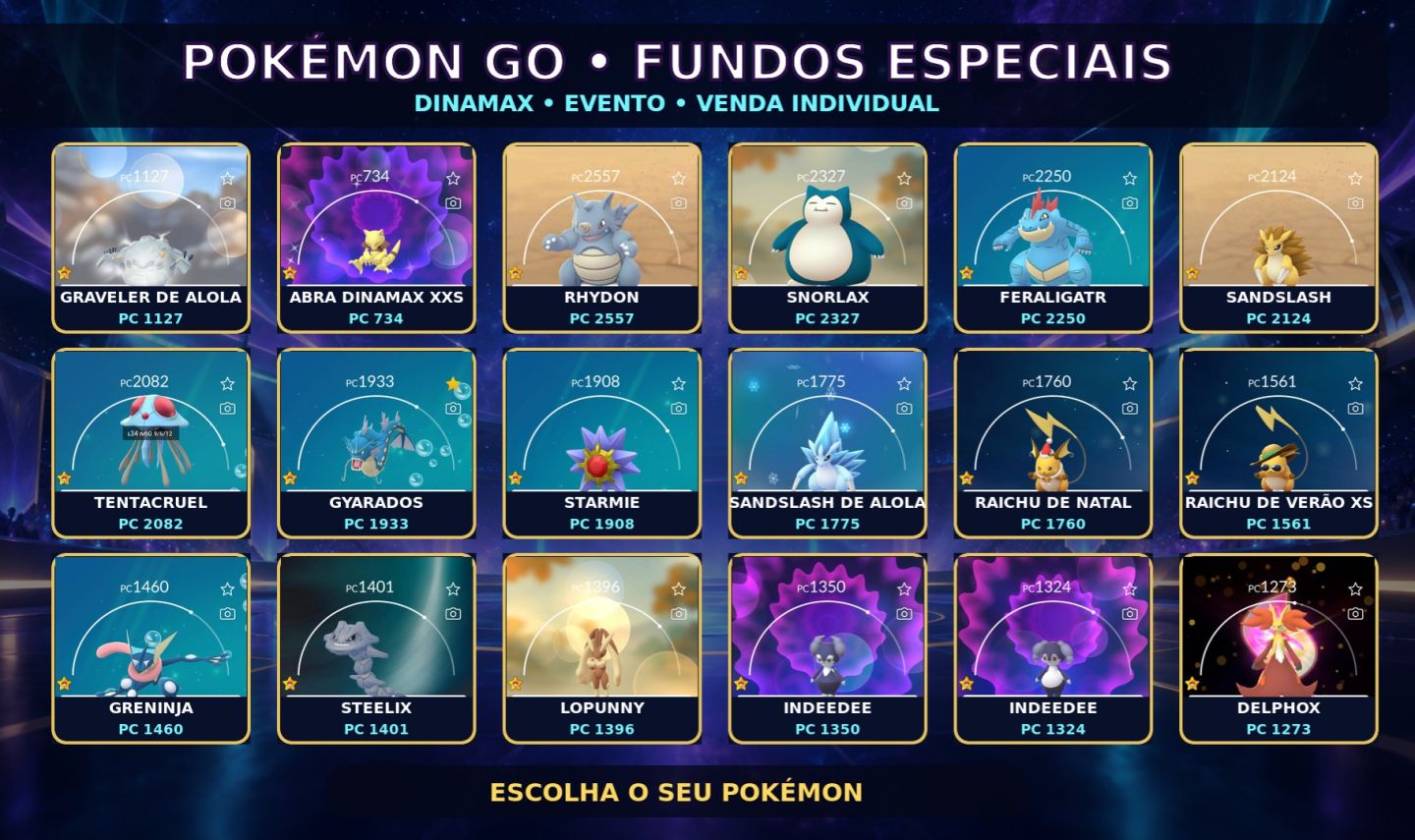 Pokémon GO - Pokémon com Fundo Especial | Dinamax + Eventos