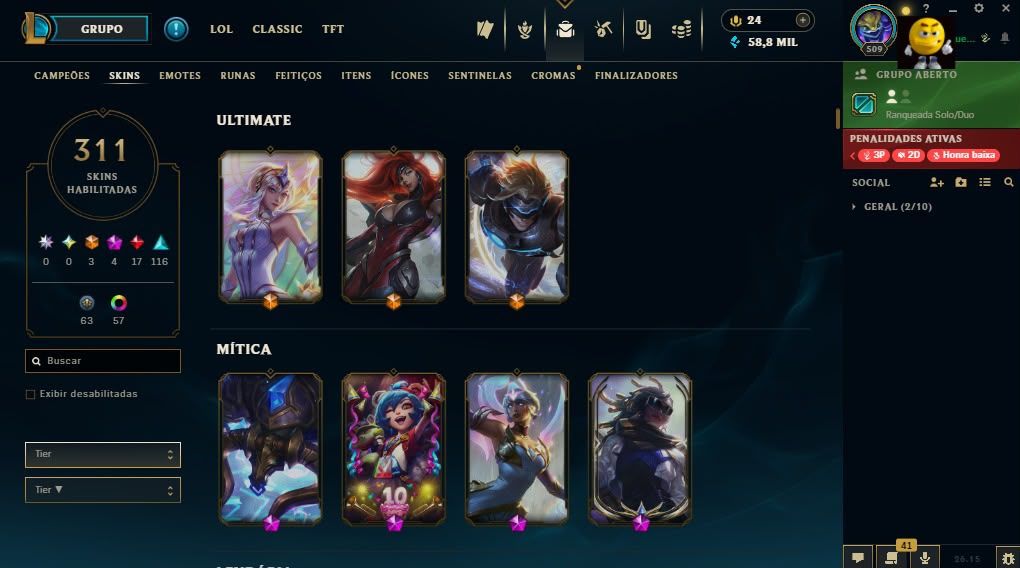 CONTA LEAGUE OS LEGENDS NIVEL 509 MESTRE